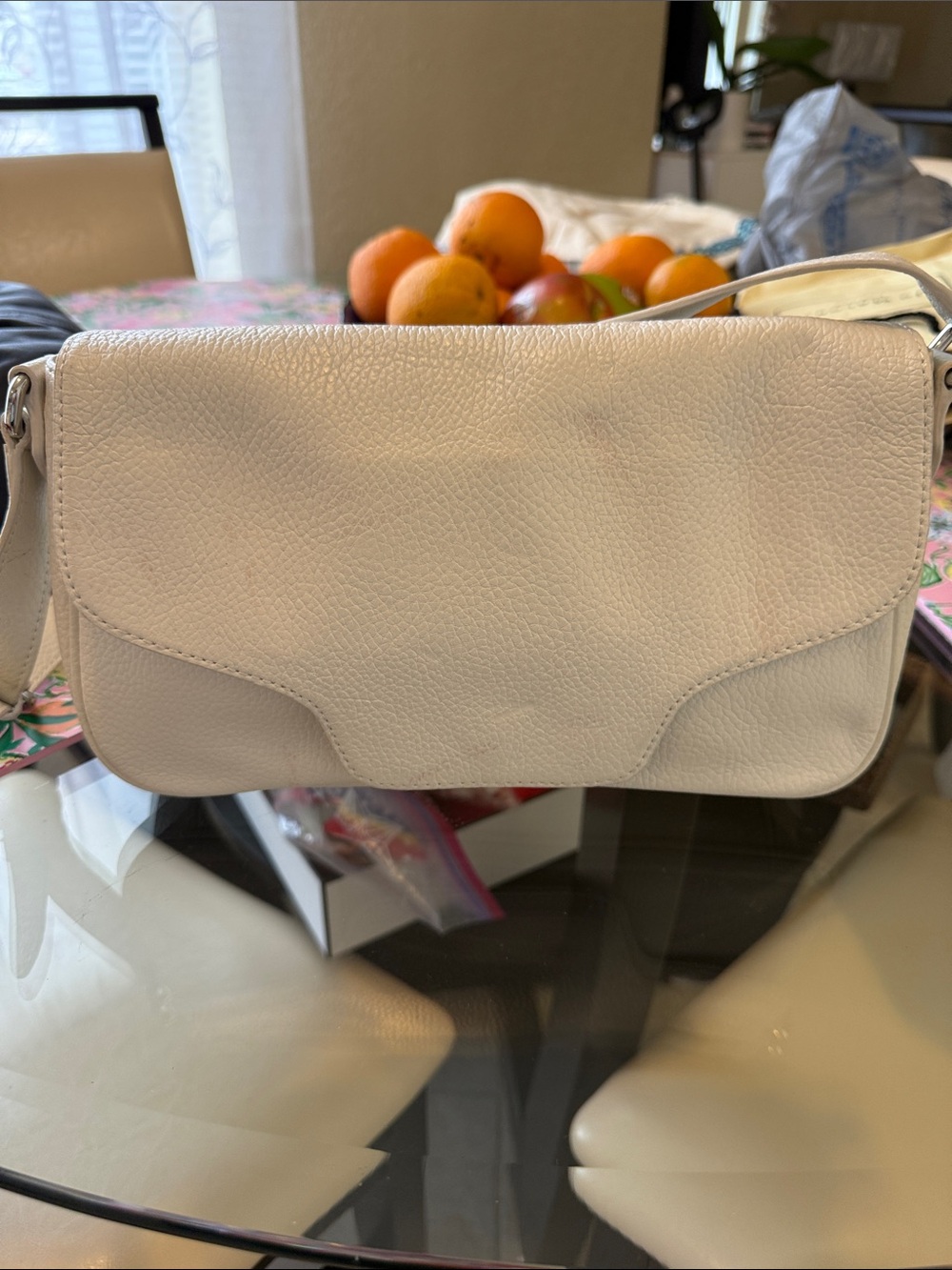 Cream Leather Crossbody Bag - Minimalist Brooks brothers.
